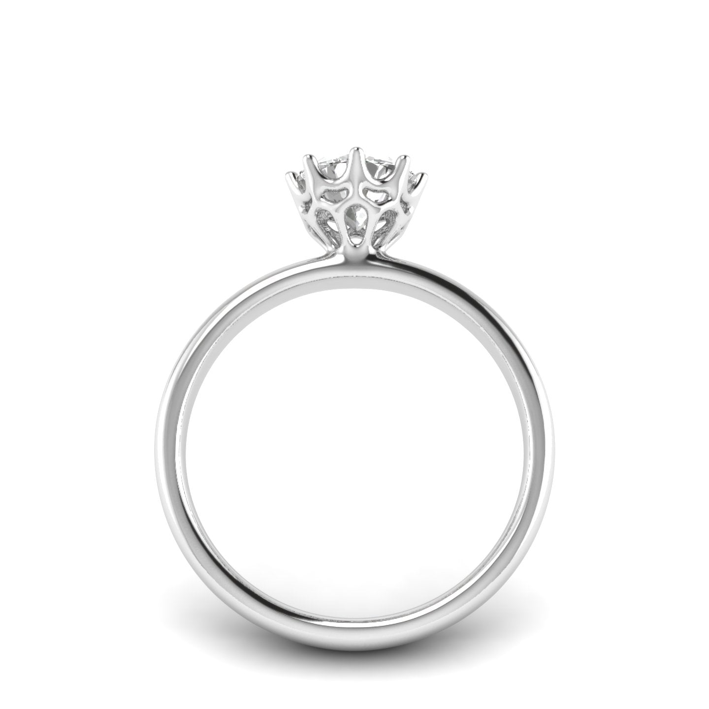 White Gold Studded 1 Carat Lab Grown Diamond Ring-F Color VVS2 Clarity.